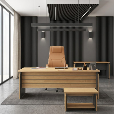 Houten bureau kantoor kantoorinrichting werkkamer directeursbureau