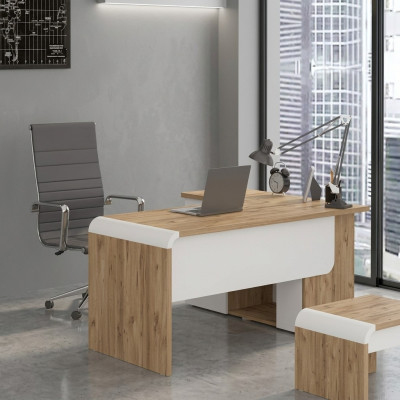 Bruine hoekbureau kantoormeubilair Design bureau Directeursbureau