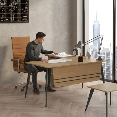 Kantoor houten meubelen hoekbureau designer werktafel kantoortafel