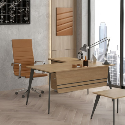 Kantoor houten meubelen hoekbureau designer werktafel kantoortafel