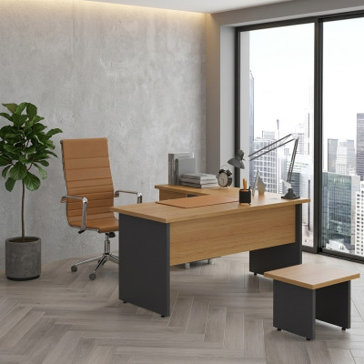 Hoekbureau voor thuiskantoor, design kantoormeubelen, houten bureau, kantoor
