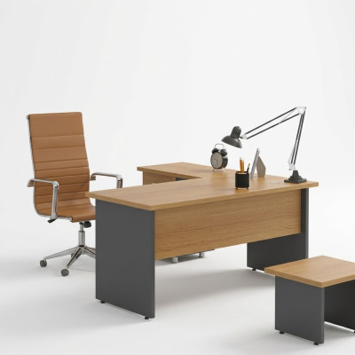 Hoekbureau voor thuiskantoor, design kantoormeubelen, houten bureau, kantoor