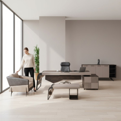 Luxe thuiskantoor hoekbureau designer meubels kantoormeubelen tafels bureau