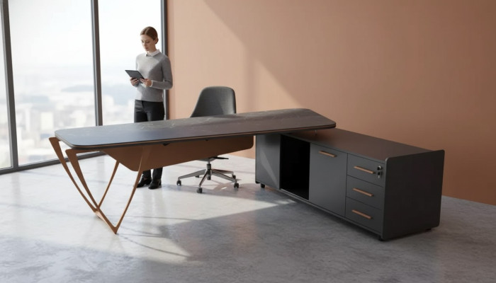 Kantoormeubilair Hoekbureau met laden Moderne thuiskantoortafel