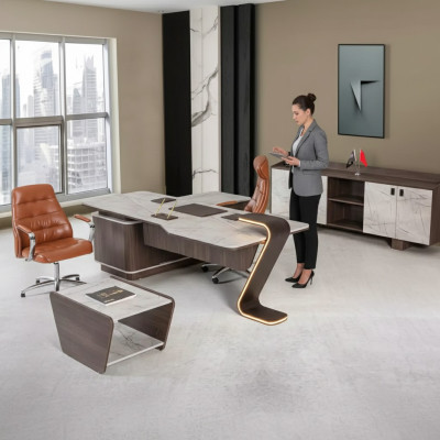 Meubel Luxe kantoorinrichting Compleet set Tafel Kast 3-delig Kantoor