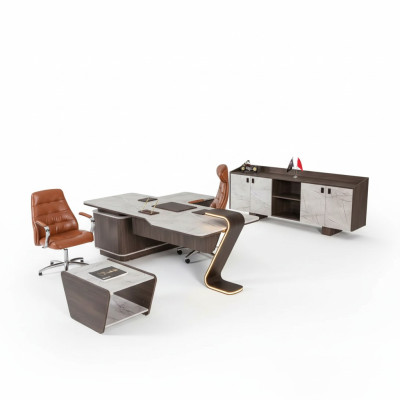 Meubel Luxe kantoorinrichting Compleet set Tafel Kast 3-delig Kantoor
