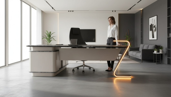 Werkplek LED-verlichting Ontwerp Tafel Kantoor Inrichting Tafels 250cm