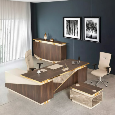 Werkkamermeubelen Hoekbureau Luxe kantoorkast Salontafel 3-delig