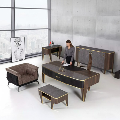 Luxe kantoorsets met 4 delen: kast, tafel, bureau, salontafel 4-delig.