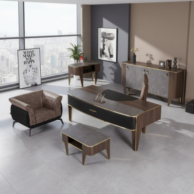 Luxe kantoorsets met 4 delen: kast, tafel, bureau, salontafel 4-delig.