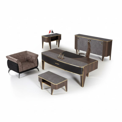 Luxe kantoorsets met 4 delen: kast, tafel, bureau, salontafel 4-delig.