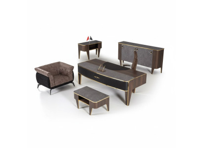 Luxe kantoorsets met 4 delen: kast, tafel, bureau, salontafel 4-delig.