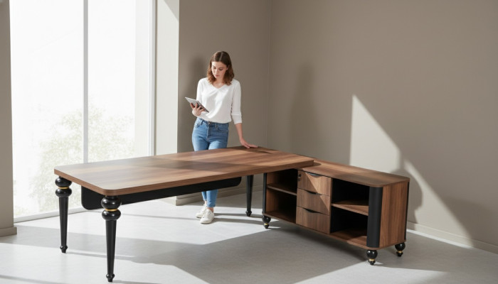 Grote houten hoekbureau kantoormeubelen Chef-tafels Houten meubelen