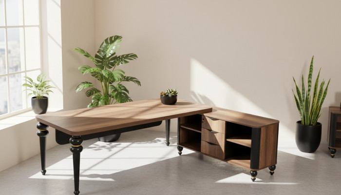 Grote houten hoekbureau kantoormeubelen Chef-tafels Houten meubelen