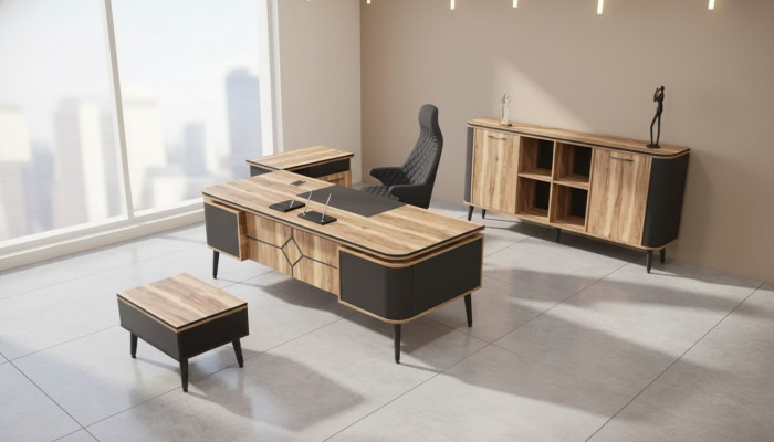 Houten bureau voor werkkamer kantoor meubels, design meubels, 220x90 tafel.