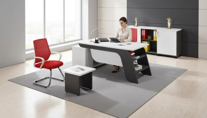 Wit kantoorset hoekbureau kantoormeubilair kast salontafel 3-delig nieuw