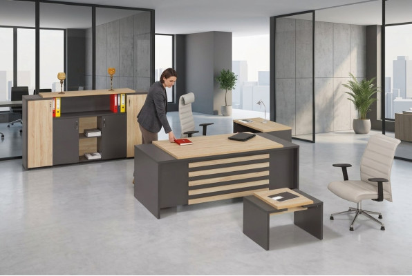 Kantoor set Ontwerper kantoormeubelen Kantoor kast Bureau Luxe 3 delig