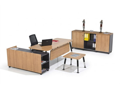 Tafel Houten meubels Kantoorset Kantoorinrichting Hoekbureau Kasten 3-delig