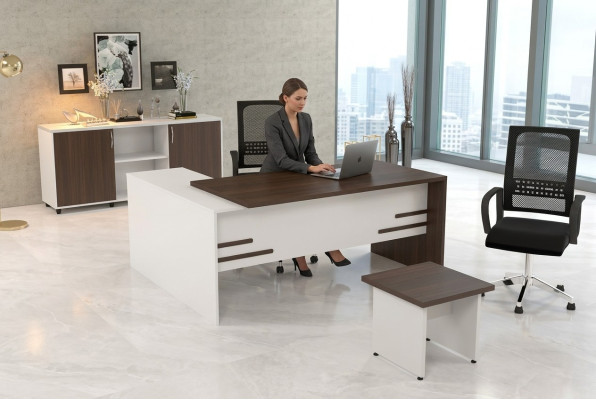 Witte kantoorset Luxe thuiskantoorinrichting Compleet set 3-delig.