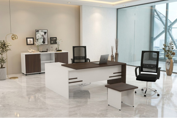 Witte kantoorset Luxe thuiskantoorinrichting Compleet set 3-delig.