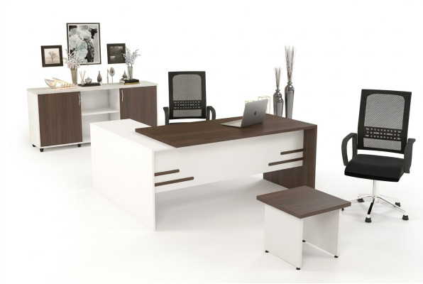 Witte kantoorset Luxe thuiskantoorinrichting Compleet set 3-delig.