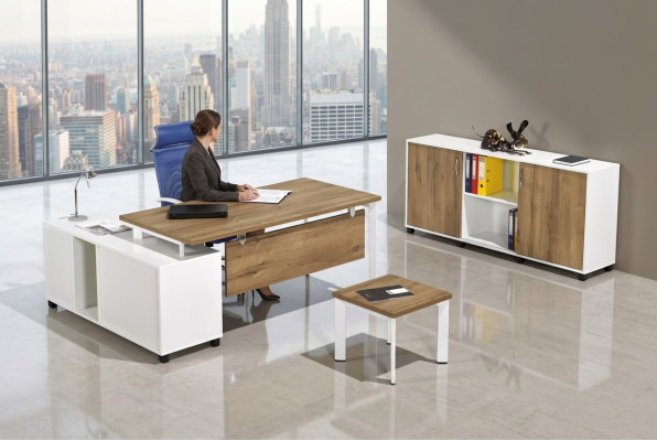 Luxe witte kantoormeubelen kantoorinrichting set nieuw 3-delig