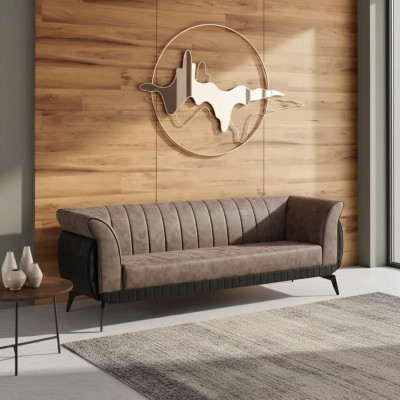 Bruine driezits werkkamersofa Luxe designmeubelen kantoorbank