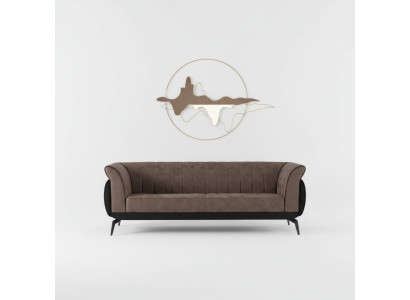 Bruine driezits werkkamersofa Luxe designmeubelen kantoorbank