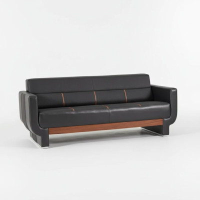 Zwarte driezitsbank Moderne lederen meubels Kantoorinrichting Bekleding