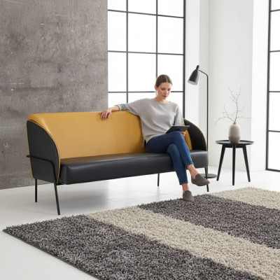Moderne kunstlederen bank 3-zits voor kantoor met textielbekleding meubelontwerp