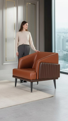 Luxe fauteuil in moderne stijl voor kantoor met gestoffeerde stof en designmeubels nieuw.