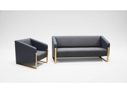 Zwarte complete banksset kantoormeubilair textiel zitbank driezits fauteuil