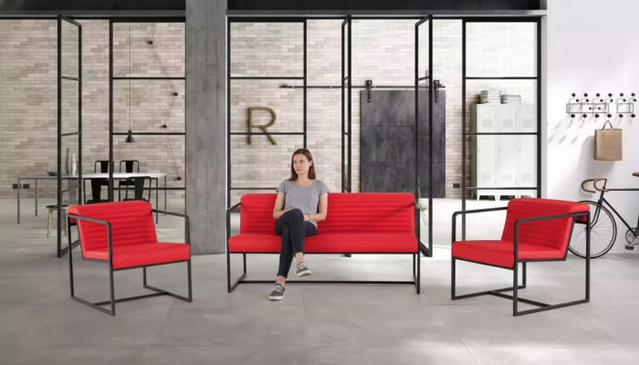 Zitbank stoffen tweezits bank fauteuil stoffering kantoorinrichting