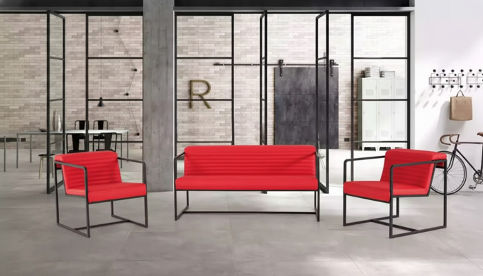 Zitbank stoffen tweezits bank fauteuil stoffering kantoorinrichting