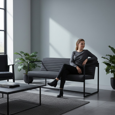 Moderne bank 2-zits kantoor luxe stijl gestoffeerde bank nieuw.