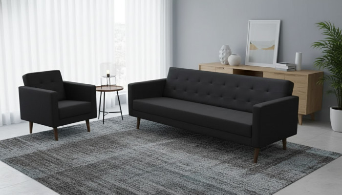Volledige bankstel, fauteuil, driepersoons bankstel, stijlmeubelen voor thuiskantoor.