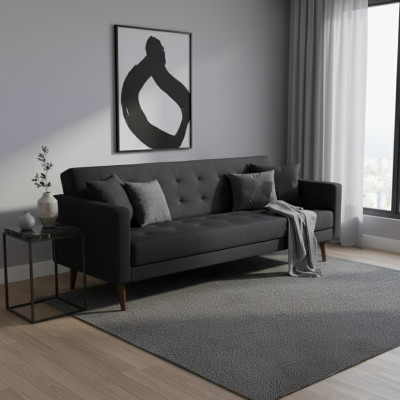 Zwarte bank 3-zits kantoor textiel meubels bank stof