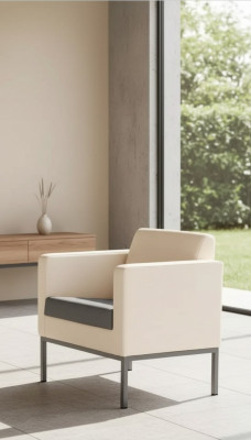 Luxe fauteuil kantoorinrichting werkkamer gestoffeerde stof zit textiel nieuw.