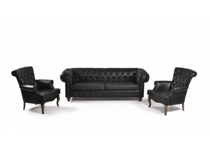 Zwarte Chesterfield bankstel Complete kantoorinrichting Moderne meubels