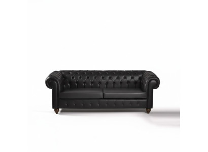 Zwarte Chesterfield driezits kantoorbank luxe zitplaats