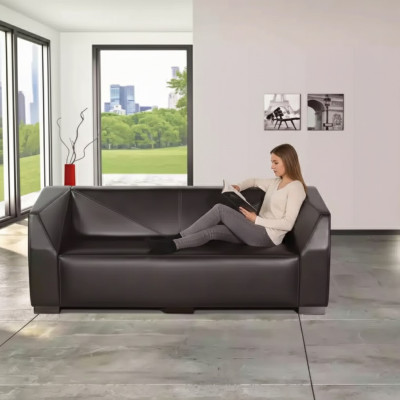 Zwarte driezits werkmeubels Textielbank Luxe designbank