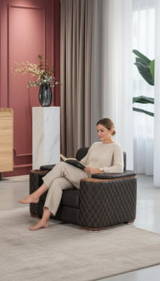 Fauteuil voor thuiskantoor kantoorinrichting Luxe zitmeubels Textiel Stof Nieuw