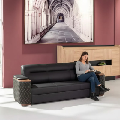 Kantoormeubelen Driepersoonsbank Zwart Luxe Gestoffeerde Bank Nieuw voor thuiskantoor