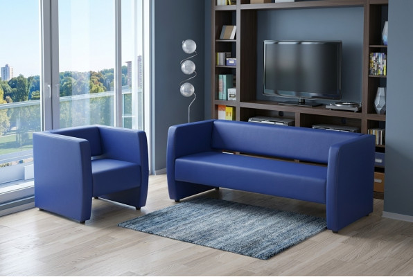 Blauwe complete bankstel kantoorinrichting luxe zitgroep
