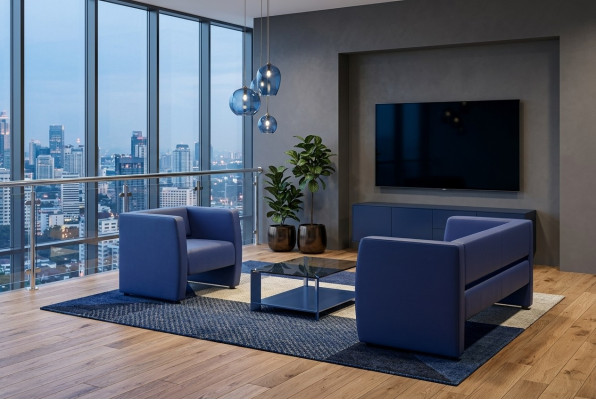 Blauwe complete bankstel kantoorinrichting luxe zitgroep