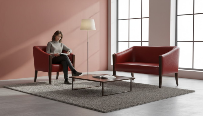 Rode bankstel Tweezits Moderne fauteuil Designer bekleding Luxe set.