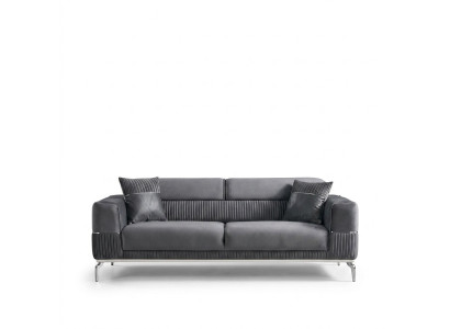 Grijze bank 3-zits driezitsbank luxe bank grijze meubels gestoffeerd textiel fluweel