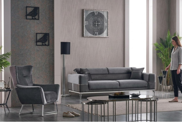 Bankstel set 2-delig Woonkamer Compleet Bankstel 3+1 Zits Stoffering Meubels Textiel