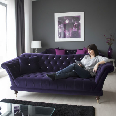 Chesterfield 3-zits Elegant Bankstellen Textiel Bank Luxe Blauwe Bank