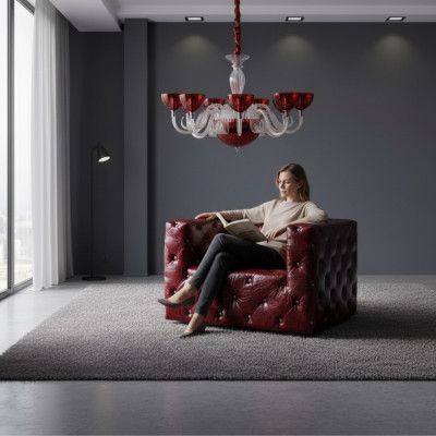 Chesterfield fauteuil leren bank luxestoel Bordeaux clubstoel Nieuw